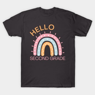 Hello Second Grade Boho Rainbow Back to School T-Shirt